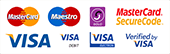 Payment cards Visa, Visa Debit, Maestro, MasterCard, MasterCard SecureCode Verified by Visa